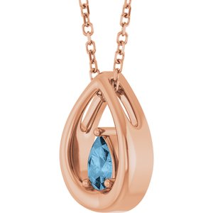 14K Rose Gold Natural Sky Blue Topaz 16-18" Necklace