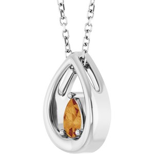 Sterling Silver Natural Citrine 16-18" Necklace