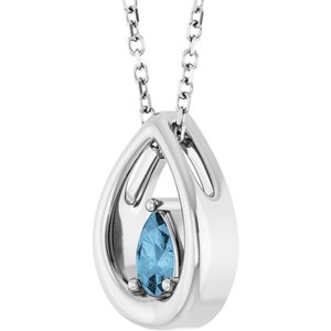 Platinum Natural Sky Blue Topaz 16-18" Necklace