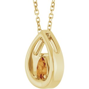 14K Yellow Gold Natural Citrine 16-18" Necklace