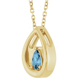 14K Yellow Gold Natural Sky Blue Topaz 16-18" Necklace