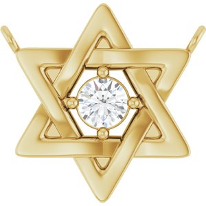 14K Yellow Gold 1/10 CTW Lab-Grown Diamond Star of David Necklace Center