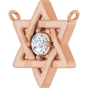 14K Rose Gold 1/10 CTW Natural Diamond Star of David Necklace Center