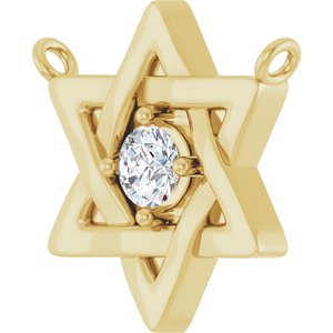 14K Yellow Gold 1/10 CTW Lab-Grown Diamond Star of David Necklace Center