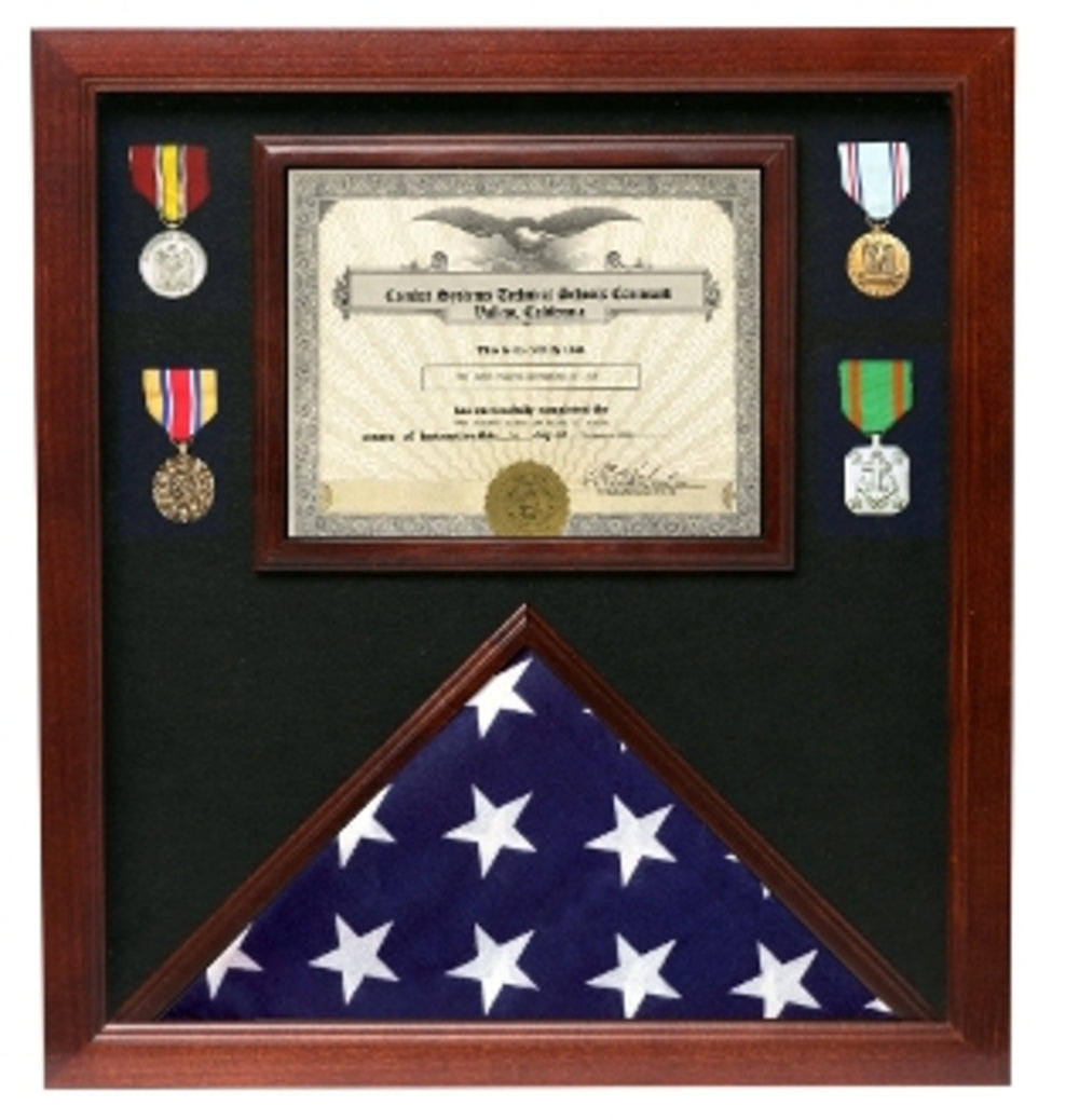 Flag Document Display Case, Wood, Made By Veterans.