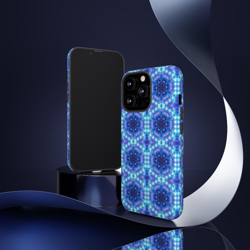 Blue Mandalas with Neon Lights Tough Phone Cases