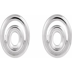 14K White Gold 5x3 mm Oval Geometric Earring Mounting – image 2