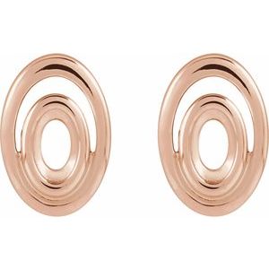 14K Rose Gold 5x3 mm Oval Geometric Earring Mounting – image 2