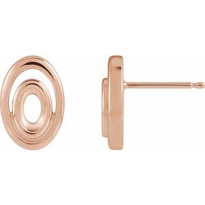 14K Rose Gold 5x3 mm Oval Geometric Earring Mounting