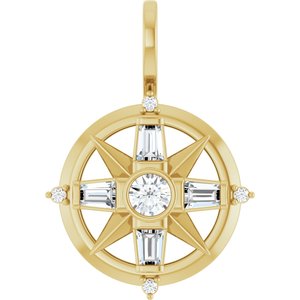 14K Yellow Gold 1/3 CTW Lab-Grown Diamond Compass Pendant