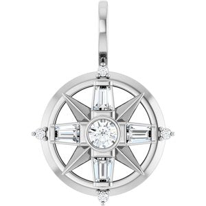 14K White Gold 1/3 CTW Lab-Grown Diamond Compass Pendant
