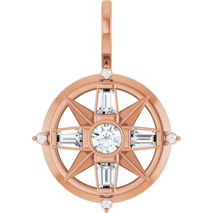 14K Rose Gold 1/3 CTW Lab-Grown Diamond Compass Pendant