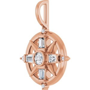 14K Rose Gold 1/3 CTW Lab-Grown Diamond Compass Pendant