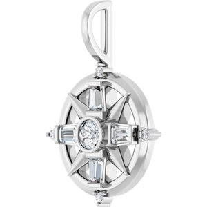 14K White Gold 1/3 CTW Lab-Grown Diamond Compass Pendant