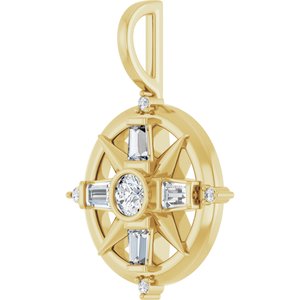 14K Yellow Gold 1/3 CTW Lab-Grown Diamond Compass Pendant