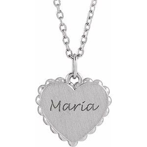 Engravable Heart Necklace or Charm/Pendant