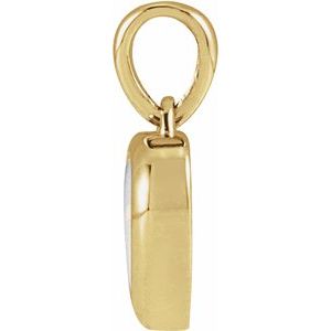 14K Yellow Gold Natural White Opal Cabochon Heart Pendant