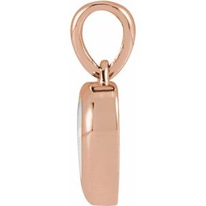 14K Rose Gold Natural White Opal Cabochon Heart Pendant