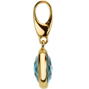 14K Yellow Gold Checkerboard Natural Swiss Blue Topaz Charm/Pendant – image 2