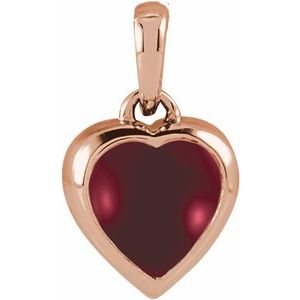 14K Rose Gold Natural Mozambique Garnet Cabochon Heart Pendant