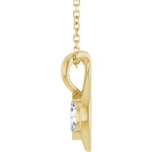 14K Yellow Gold 1/6 CT Natural Diamond Freeform 18" Necklace