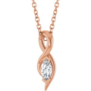 14K Rose Gold 1/8 CT Lab-Grown Diamond Freeform 18" Necklace