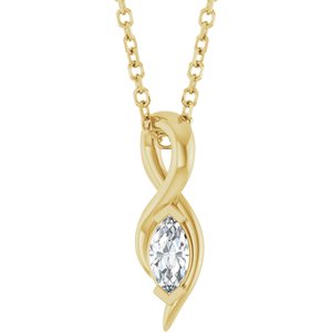 14K Yellow Gold 1/8 CT Lab-Grown Diamond Freeform 18" Necklace
