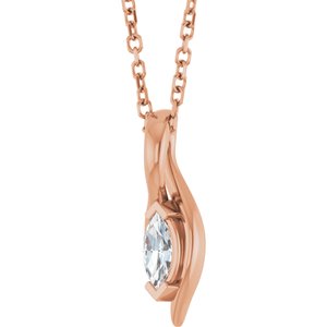 14K Rose Gold 1/8 CT Lab-Grown Diamond Freeform 18" Necklace