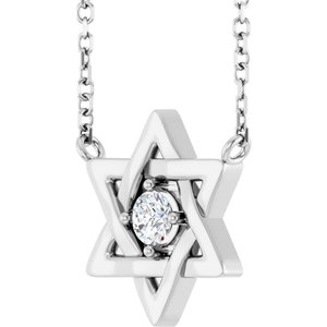 14K White Gold 1/10 CT Natural Diamond 16" Necklace