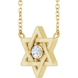 14K Yellow Gold 1/10 CT Lab-Grown Diamond 16" Necklace