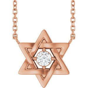 14K Rose Gold 1/10 CT Natural Diamond 16" Necklace