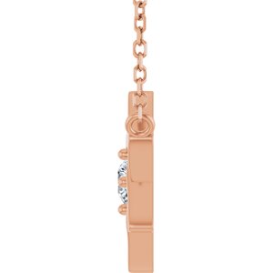 14K Rose Gold 1/10 CT Lab-Grown Diamond 16" Necklace
