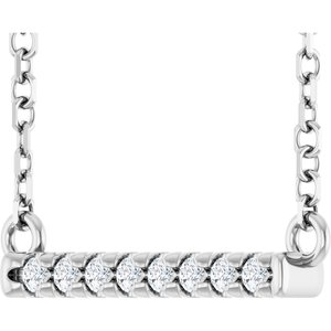14K White Gold .06 CTW Natural Diamond Bar 16" Necklace