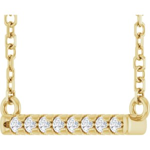 14K Yellow Gold .06 CTW Natural Diamond Bar 16" Necklace