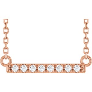 14K Rose Gold .06 CTW Natural Diamond Bar 16" Necklace