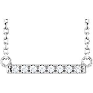 14K White Gold .06 CTW Natural Diamond Bar 16" Necklace