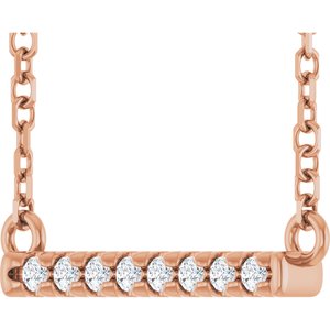14K Rose Gold .06 CTW Natural Diamond Bar 18" Necklace