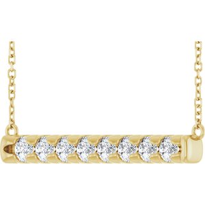 14K Yellow Gold 3/4 CTW Lab-Grown Diamond Bar 16" Necklace