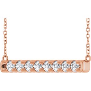 14K Rose Gold 3/4 CTW Natural Diamond Bar 16" Necklace