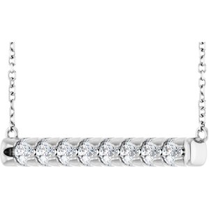 14K White Gold 3/4 CTW Natural Diamond Bar 16" Necklace