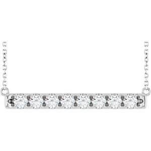 Platinum 3/4 CTW Natural Diamond Bar 18" Necklace