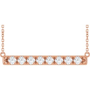 14K Rose Gold 3/4 CTW Natural Diamond Bar 16" Necklace
