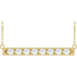 14K Yellow Gold 3/4 CTW Natural Diamond Bar 16" Necklace