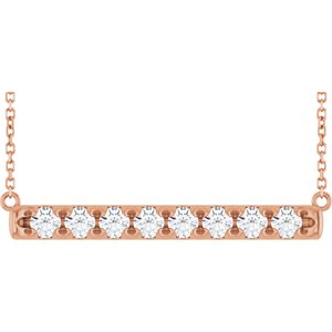 14K Rose Gold 3/4 CTW Natural Diamond Bar 18" Necklace