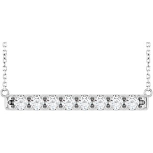14K White Gold 3/4 CTW Lab-Grown Diamond Bar 18" Necklace