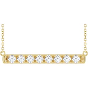 14K Yellow Gold 3/4 CTW Natural Diamond Bar 18" Necklace