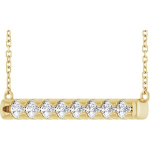 14K Yellow Gold 3/4 CTW Lab-Grown Diamond Bar 18" Necklace