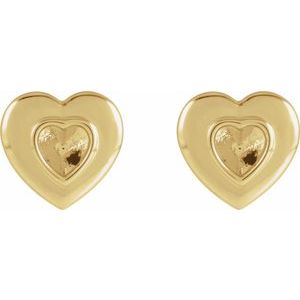 14K Yellow Gold 4 mm Heart Bezel-Set Stud Earring Mounting