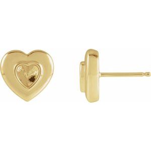 14K Yellow Gold 4 mm Heart Bezel-Set Stud Earring Mounting