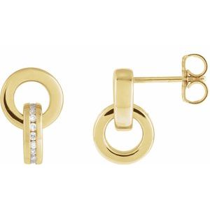 14K Yellow Gold 1/6 CTW Natural Diamond Drop Earrings